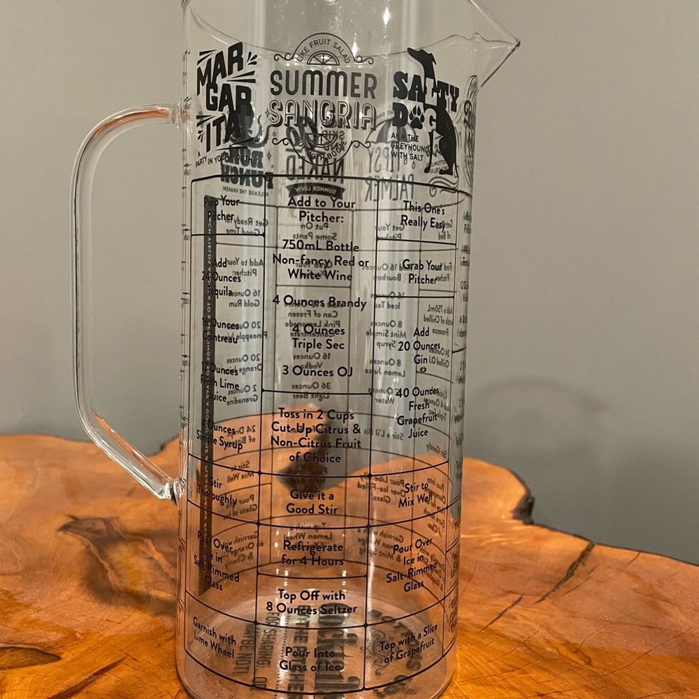 Cocktail recipe pitcher